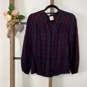 Cabi Style 4070 Long‎ Sleeve Purple Blue Button Up Blouse Size X Small